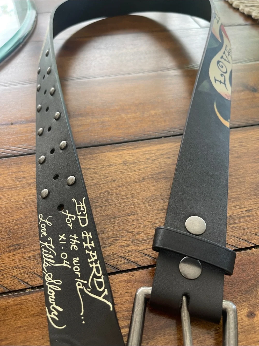 Ed Hardy Black Love Kills Slowly Belt pop culture Y2K size M/L